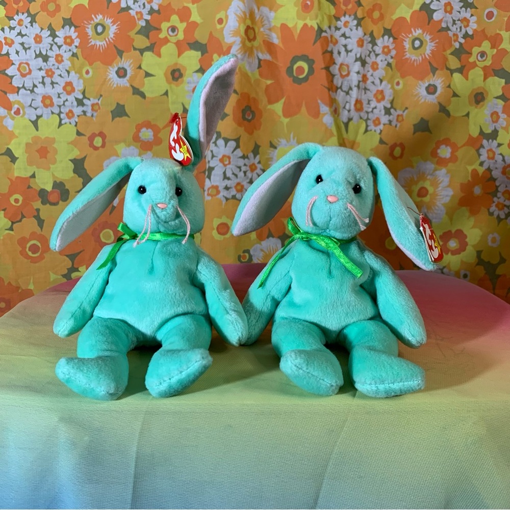 Easter Basket bunny bundle! Two Hippity Rabbit Beanie Babies Ty Vintage 1996 🐰🐣🐰